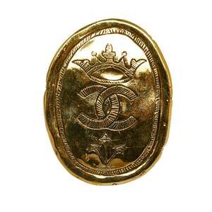 CHANEL Authentic Vintage Gold Logo Brooch
